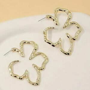 Gold Flower Hoop Earrings